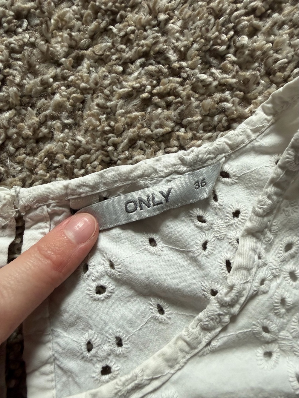 White Eyelet Ruffle Sleeve Top - Picture 5 of 6
